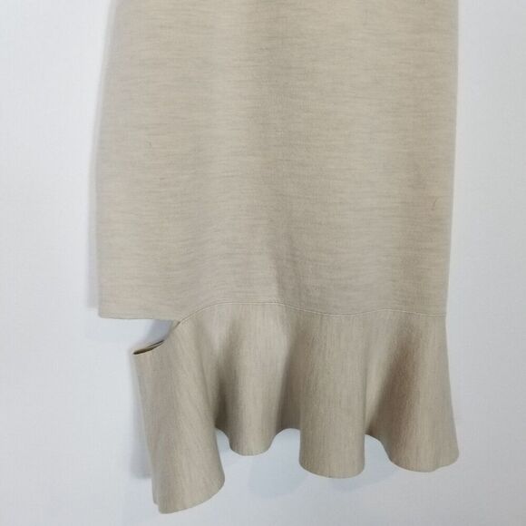 Burberry Women' Oatmeal Saadia Peplum Mini Dress Sz S Wool Blend Designer Party - Picture 6 of 8